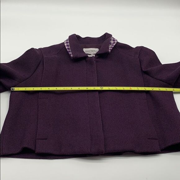 YSL Yves Saint Laurent Silk & Cotton Cropped Purple Coat Sz 12 (F44) - Picture 15 of 16